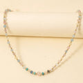 Semi Precious Stone And Metallic Beaded Necklace: GDMU