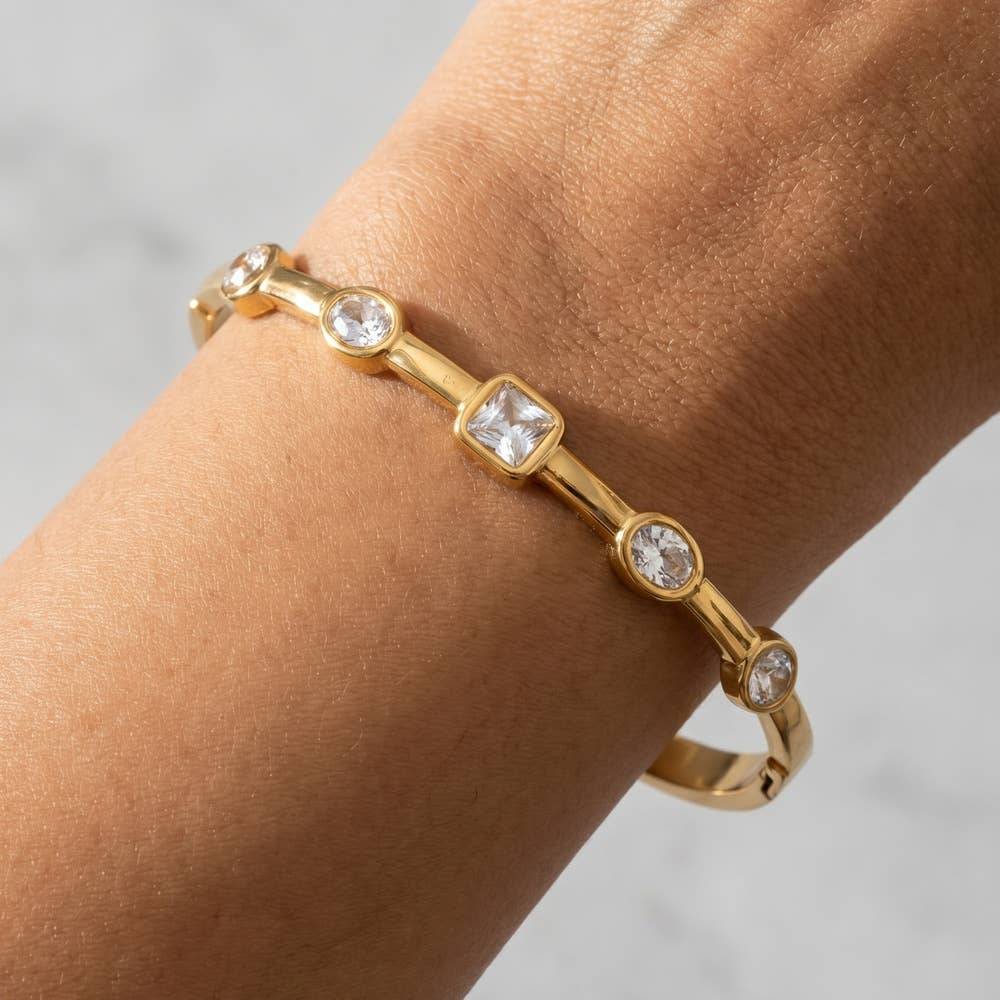 Gold Station Bangle Bracelet