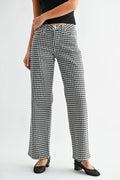 BP539J - BLK GINGHAM - Mid Rise Straight: 26