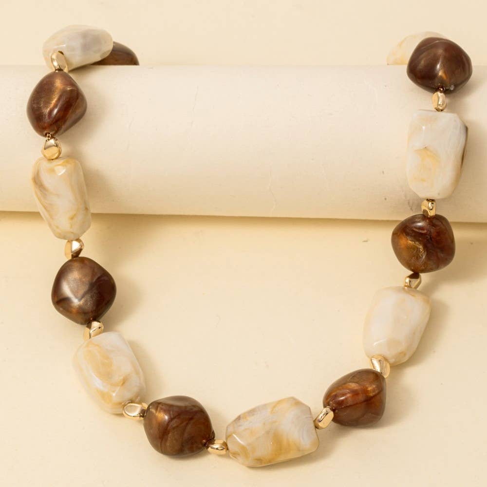 Chunky Marble Acrylic Beaded Necklace: IV
