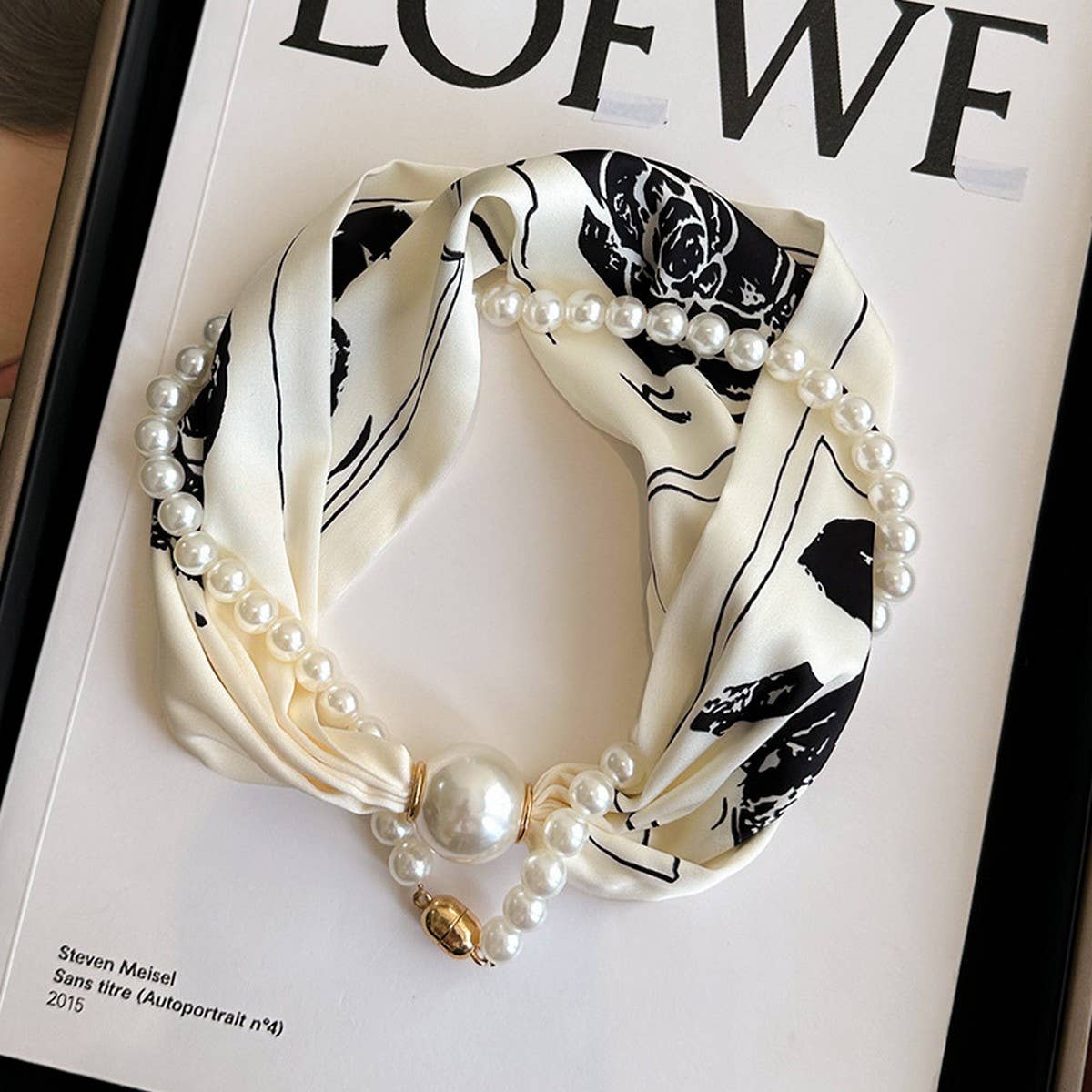 Pearl layered Scarf Necklace
