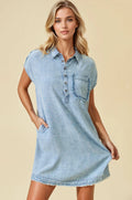 Denim Short Sleeve Mini Dress