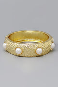 Pearl Embellished Hammered Cuff Bracelet