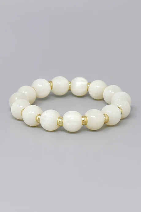 Beaded Stretch Bracelet - Ivory