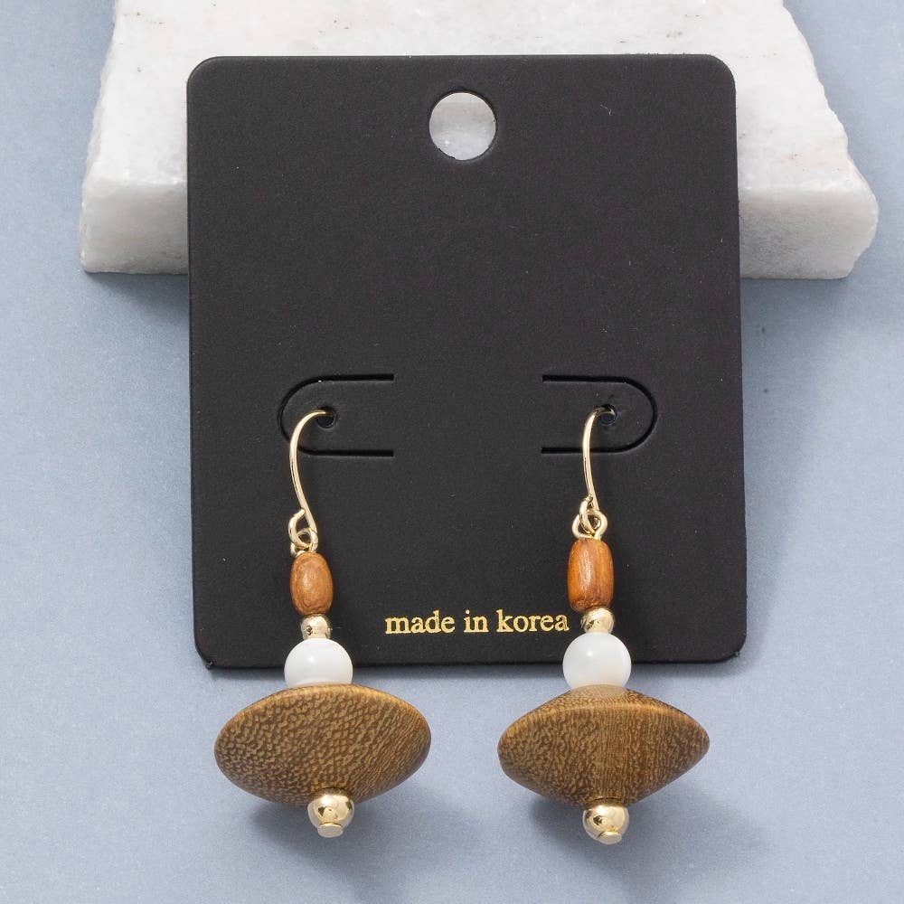 Wood Bead Drop Earrings