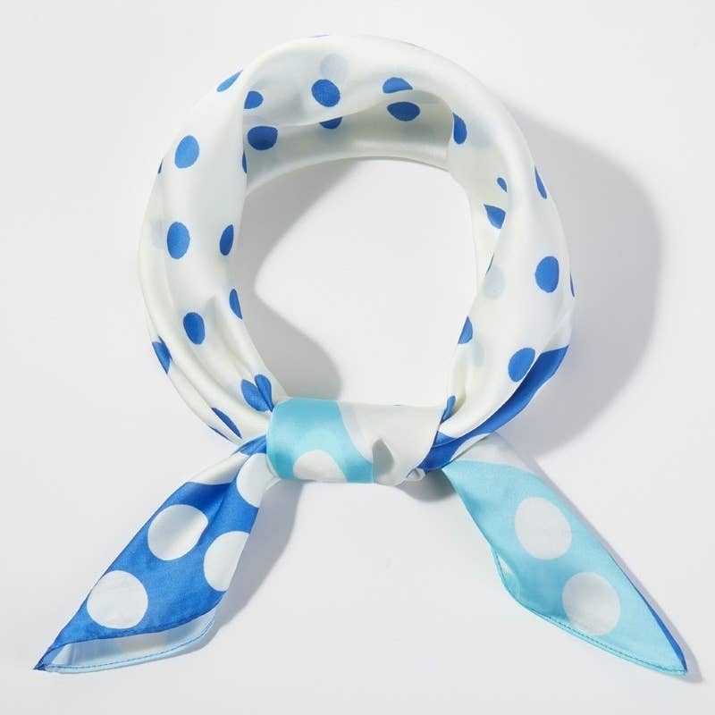 Contrasting Border Polka Dot Square Bandana Scarf: BL