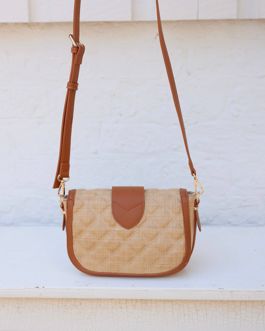 Griffin Crossbody Bag Natural and Saddle