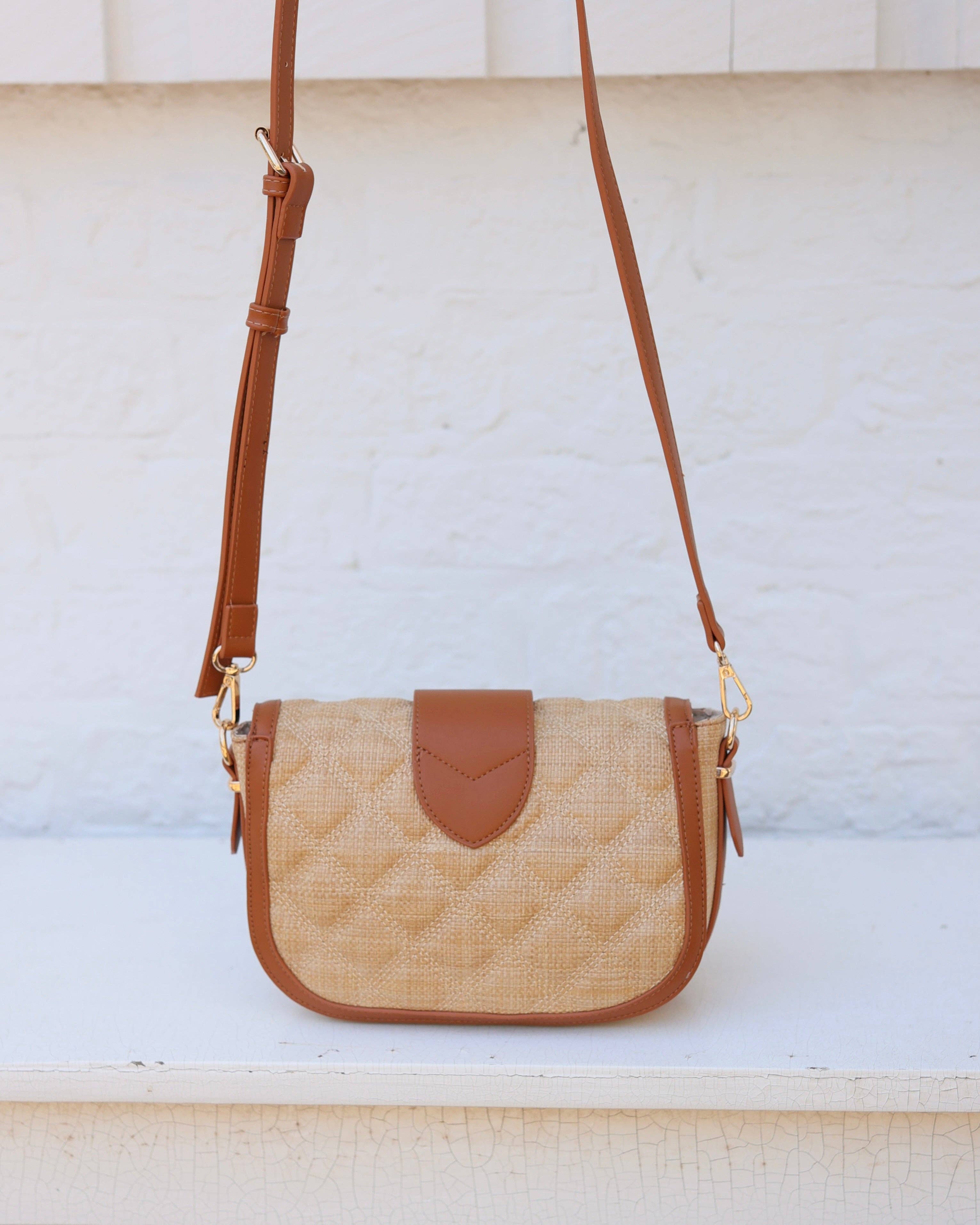 Griffin Crossbody Bag Natural and Saddle