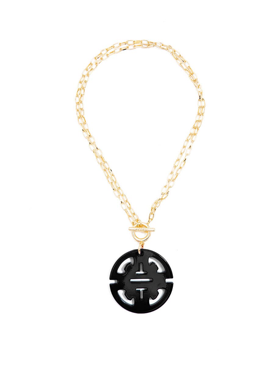 Traveling Resin Pendant Necklace: Navy