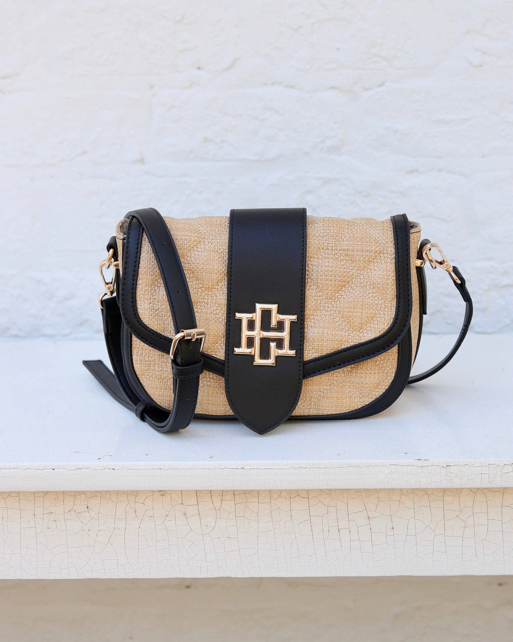 Griffin Crossbody Bag Natural and Black