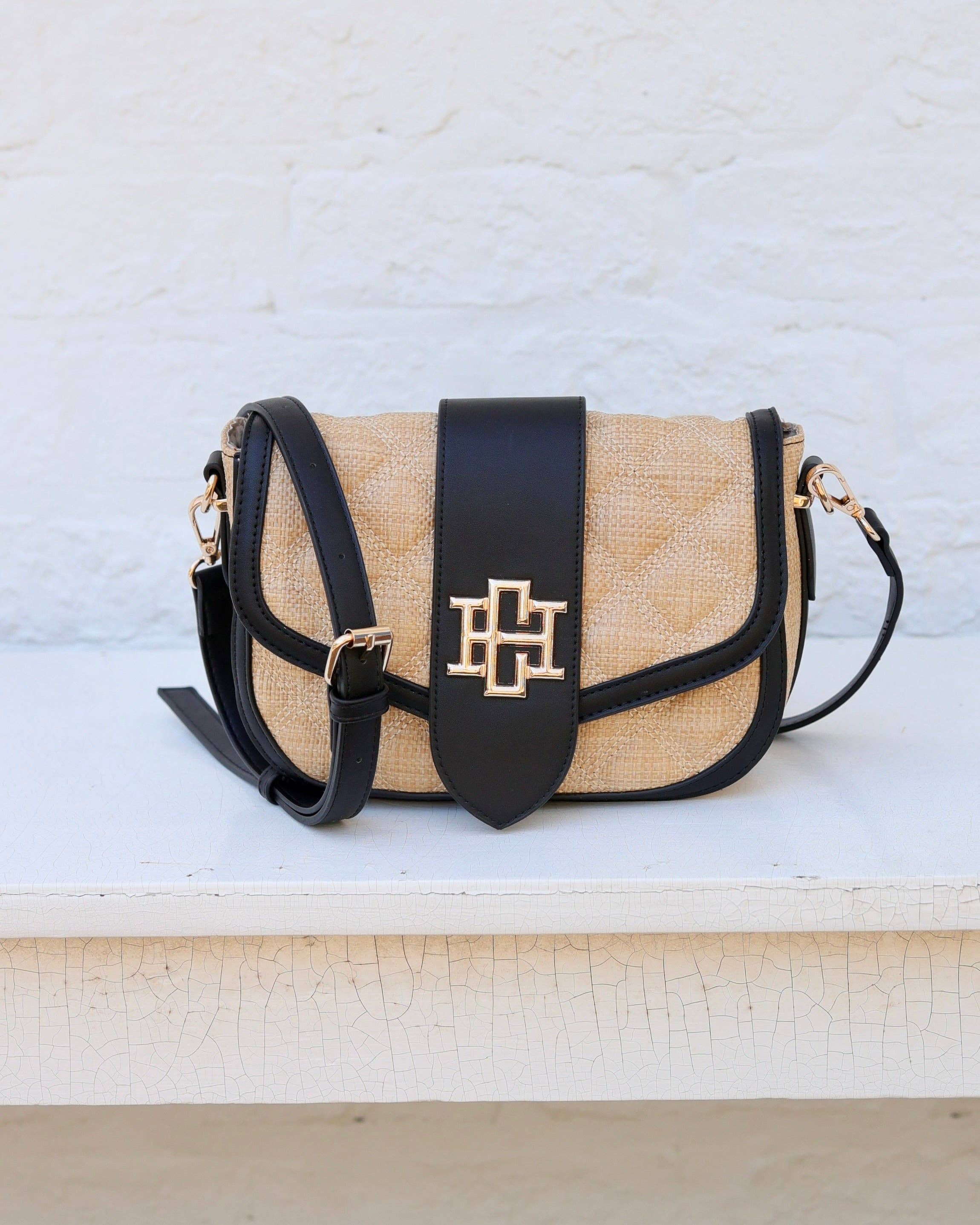 Griffin Crossbody Bag Natural and Black