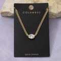 Oval Bezel Cz Curb Chain Necklace: GOLD