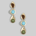 Triple Tier Earth-Tone Drop Earrings