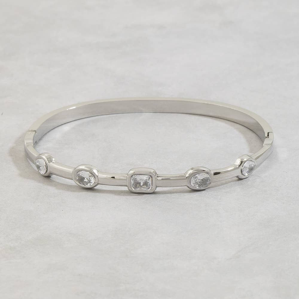 Silver Station Bangle Bracelet