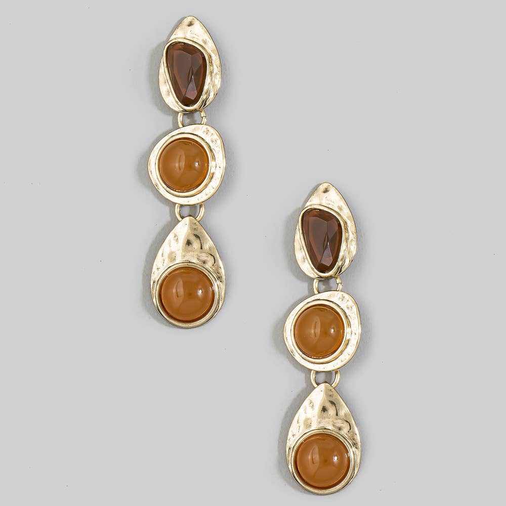 Triple Tier Brown Drop Earrings