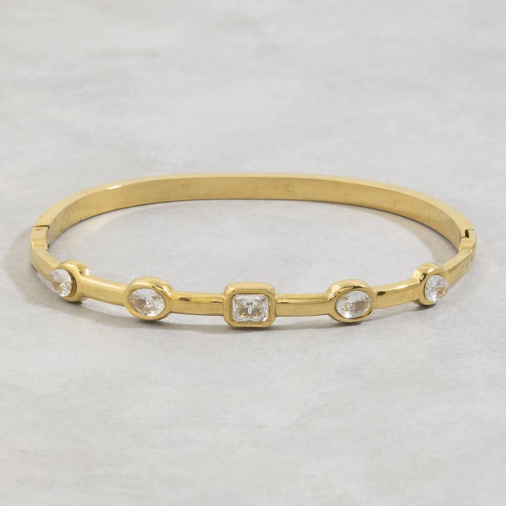 Gold Station Bangle Bracelet