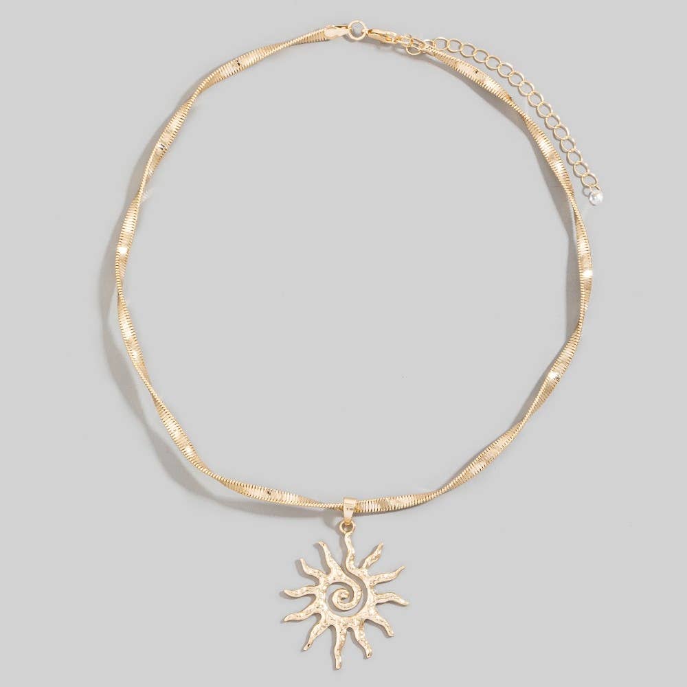 Spiral Sun Pendant Choker Necklace