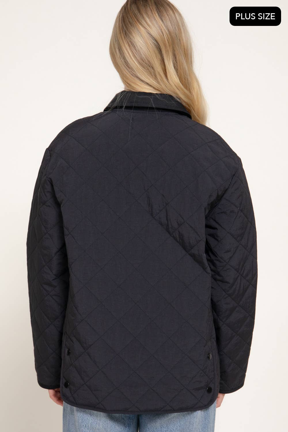 Quilted Jacket - Plus Size: Black