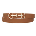Horse Bit Buckle Skinny Belt Cognac