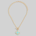 Studded Clover Pendant Toggle Chain Necklace: TQ