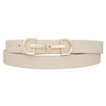 Horse Bit Buckle Skinny Belt White