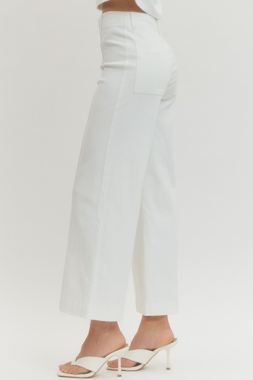 High Rise Wide Leg Jeans - White