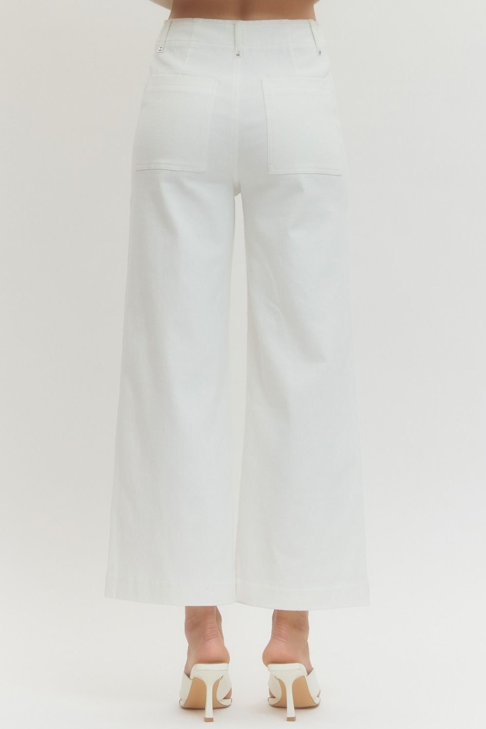 High Rise Wide Leg Jeans - White