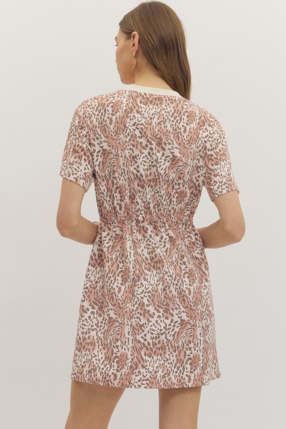Animal Print Short Sleeve Mini Dress