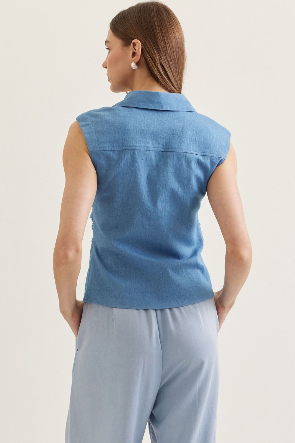 Solid Sleeveless Top - Denim