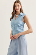 Solid Sleeveless Top - Light Denim