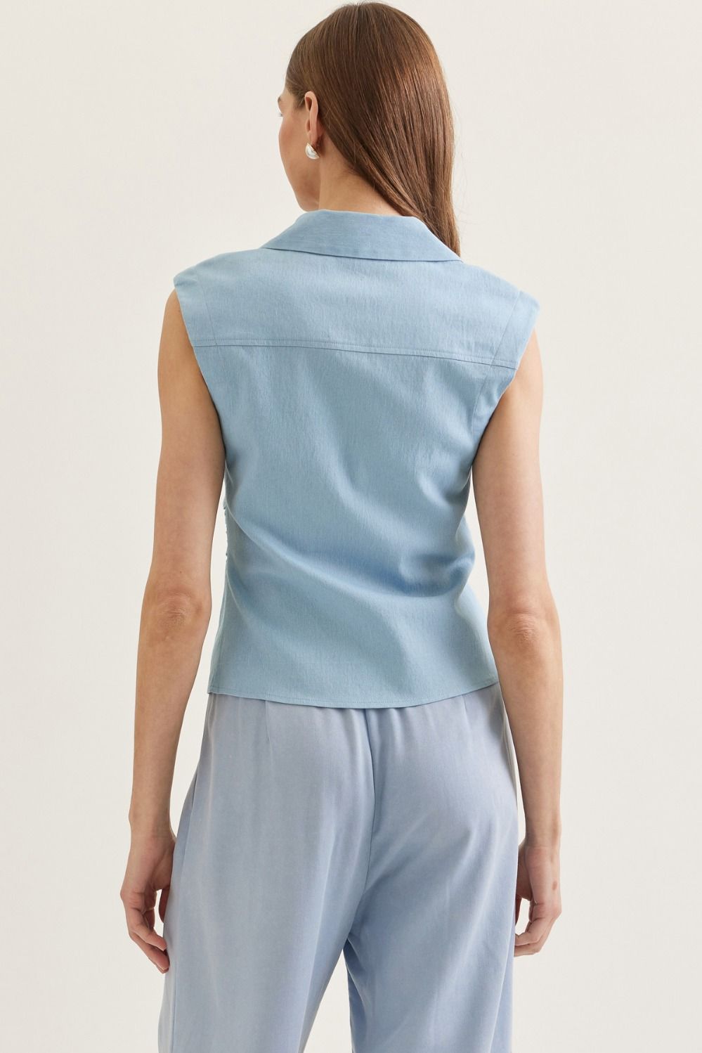 Solid Sleeveless Top - Light Denim