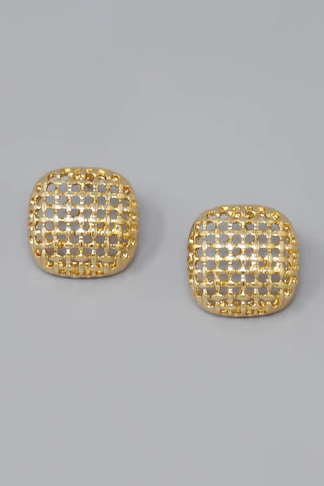 Woven Basket Weave Stud Earrings