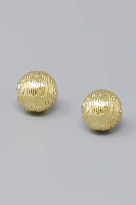 Textured Gold Sphere Stud Earrings