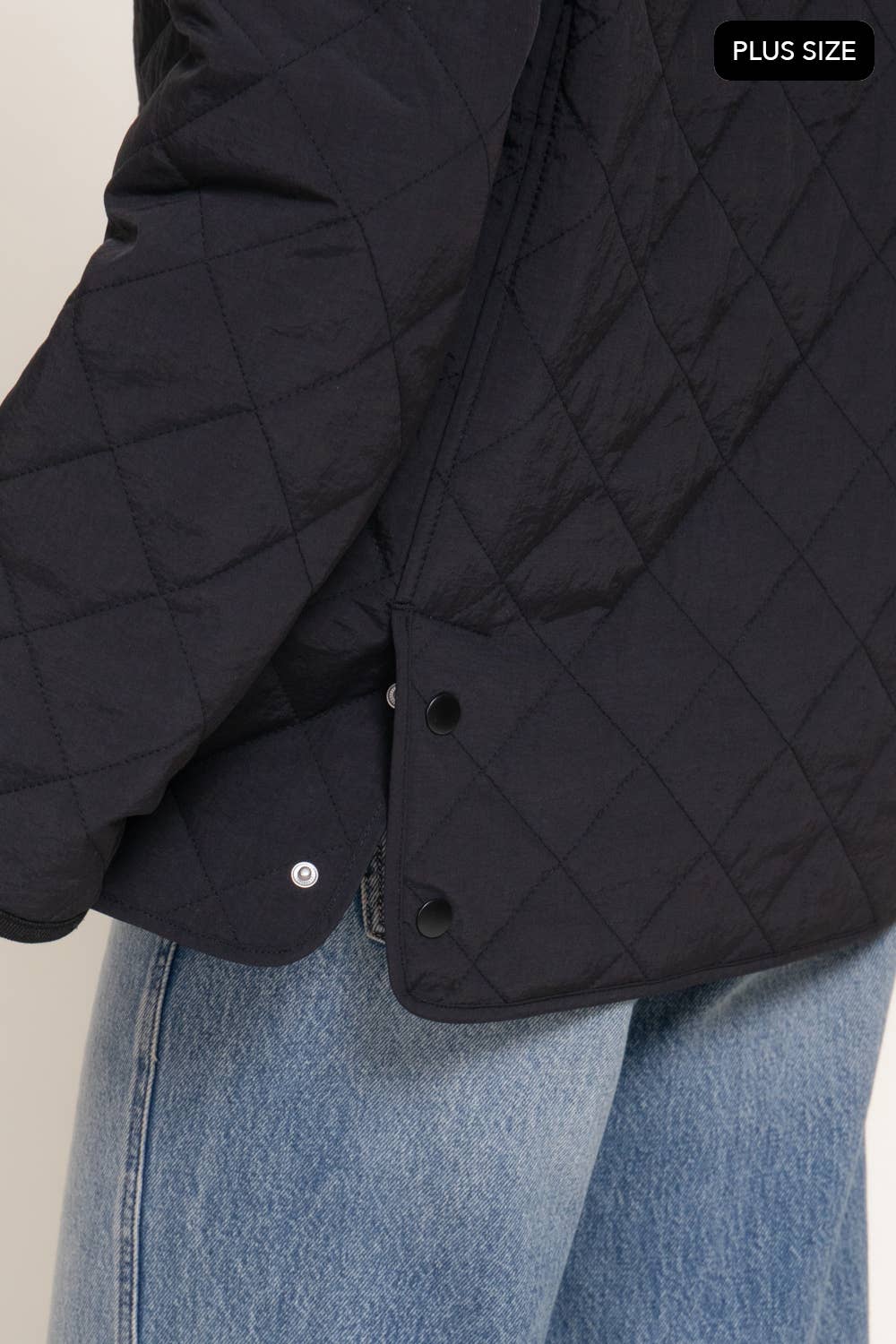 Quilted Jacket - Plus Size: Black