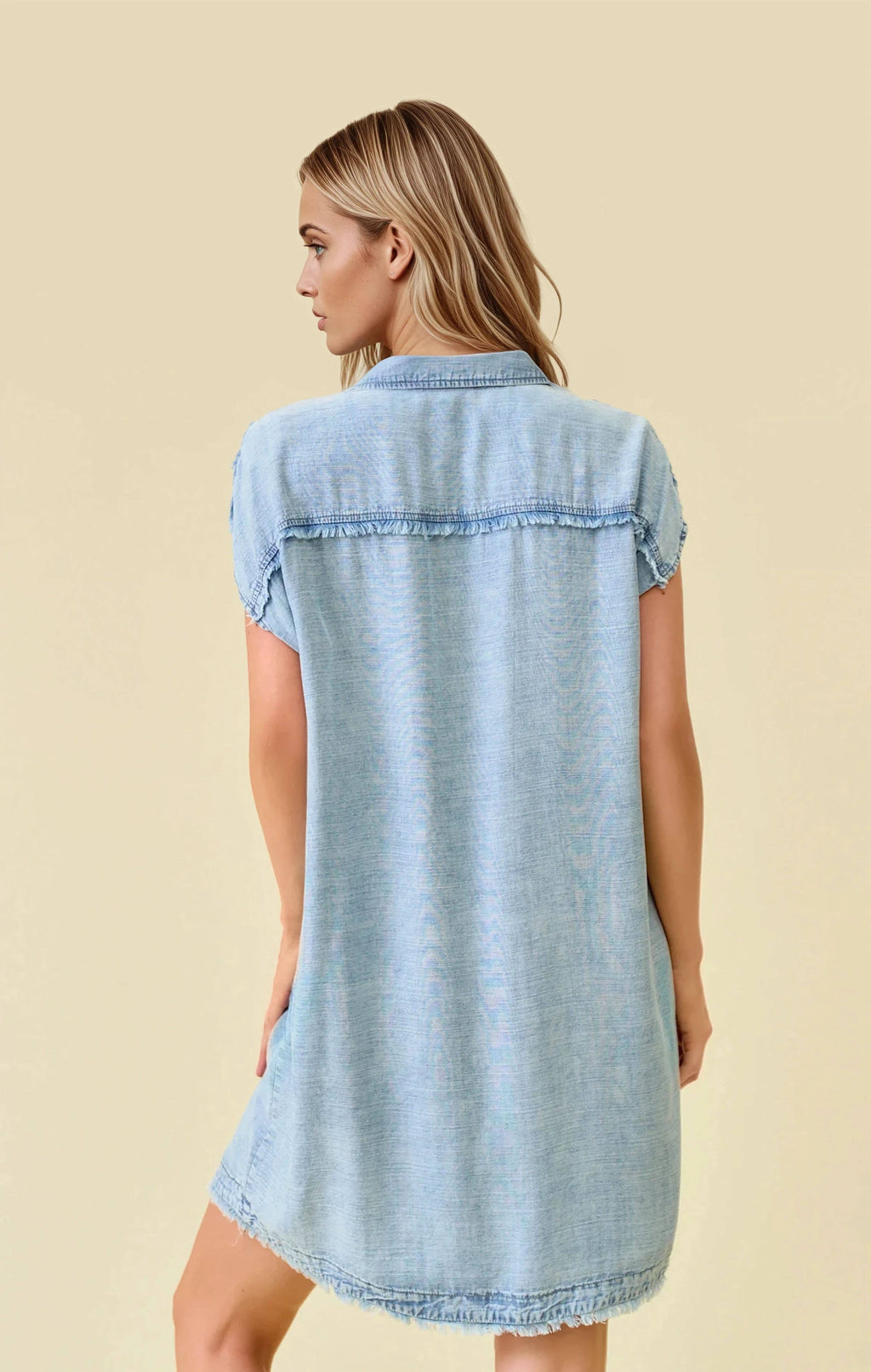 Denim Short Sleeve Mini Dress