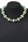 Metallic Accent Saucer Bead Collar Necklace - Gold, Mint