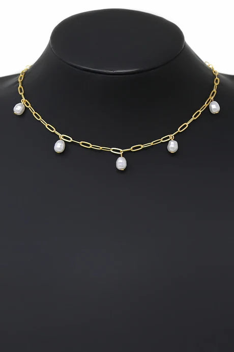 Pearl Dangle Pendant Chain Necklace